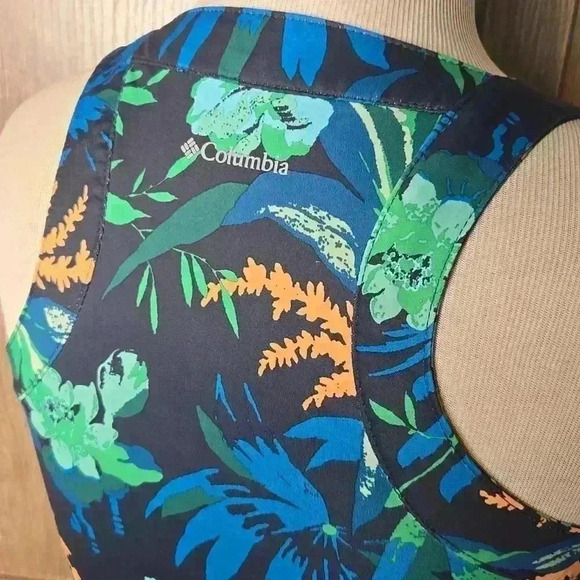 Columbia Midway Bay Blue Green Floral Tropical Sleeveless Mini Dress XS - Picture 4 of 5